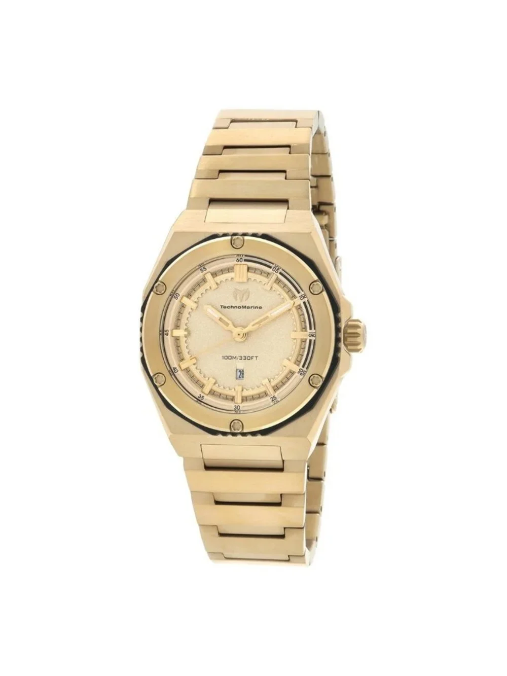 NWT Technomarine Coral Quartz Gold Dial Ladies Watch